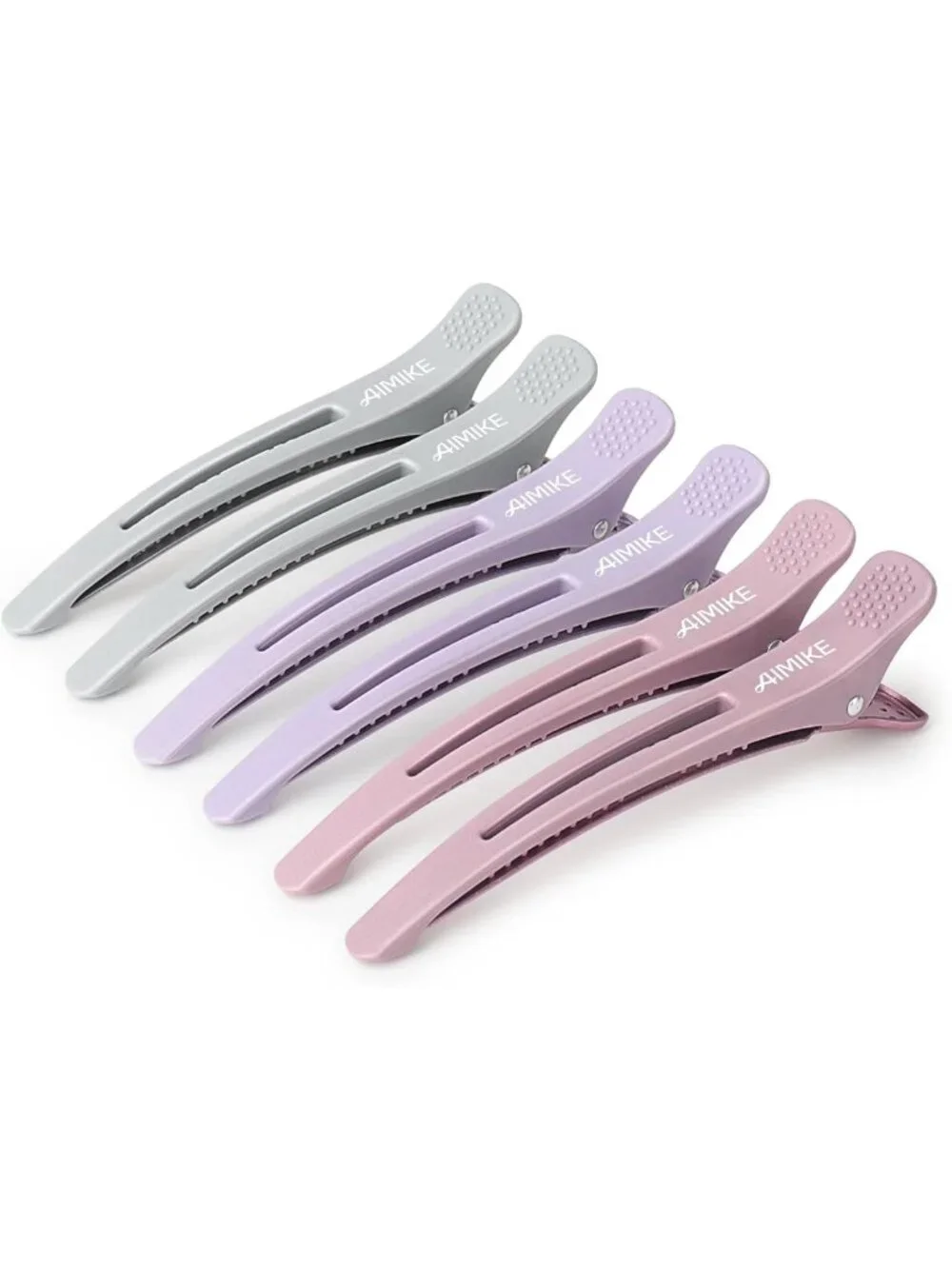 Silicone Hair Sectioning Clips - 6 No Crease Duck Bill Styling Clips in Morandi